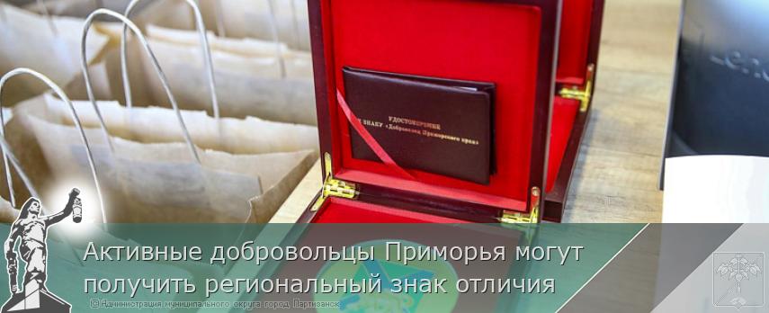 Активные добровольцы Приморья могут получить региональный знак отличия | Администрация муниципального округа город Партизанск Приморского края Официальный сайт