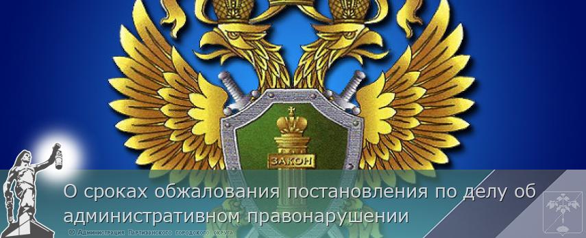 О сроках обжалования постановления по делу об административном правонарушении | Администрация муниципального округа город Партизанск Приморского края Официальный сайт